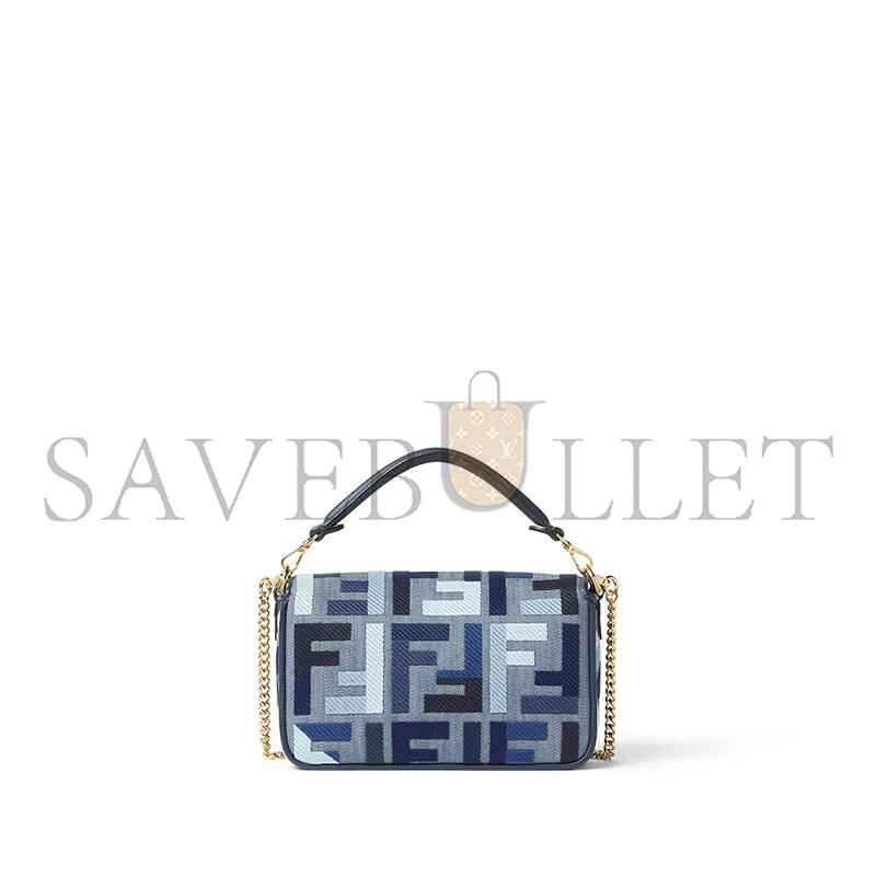 FENDI BAGUETTE MINI BLUE CANVAS BAG WITH FF EMBROIDERY 8BS017AV11F1LAZ (19.5*11*5cm) FENDI BAGUETTE MINI BLUE CANVAS BAG WITH FF EMBROIDERY 8BS017AV11F1LAZ (19.5*11*5cm)